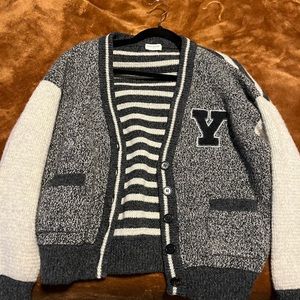 Saint Laurent Grey Wool Varsity Cardigan - Women’s Medium